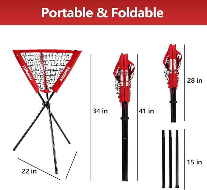 Baseball Softball Ball Caddy Portable Batting Practice Baseball Bat Bags | Use During Training and Drills | Save Your Back No More Bending | Holds up to 60 Baseballs | Instant Setup