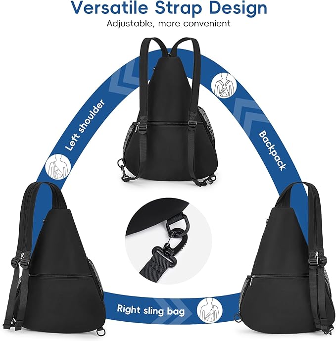 2025 Pickleball Sling Bag, Convertible Ultra-Light Backpack with Skin-Soft Fabric & Wet/Dry Pocket, Fits 4 Paddles + Gear