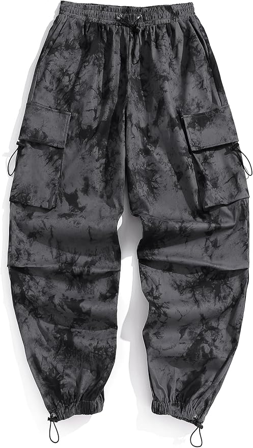 ZAFUL Men's Parachute Pants Casual Baggy Cargo Drawstring Trouser