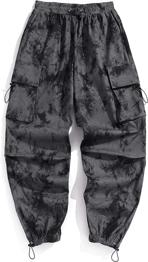 ZAFUL Men's Parachute Pants Casual Baggy Cargo Drawstring Trouser