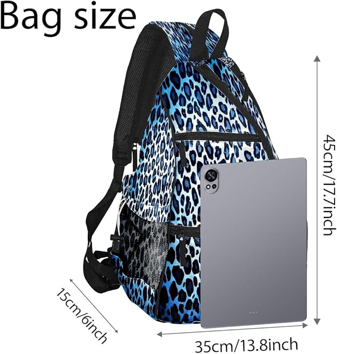 Brown Leopard Print Premium Nylon Pickleball Backpack, 3-in-1 Convertible Shoulder Crossbody Sling Bag for Women Men, Lightweight Bag Fits 2-4 Pickleball Paddles & Tennis Sports Gear