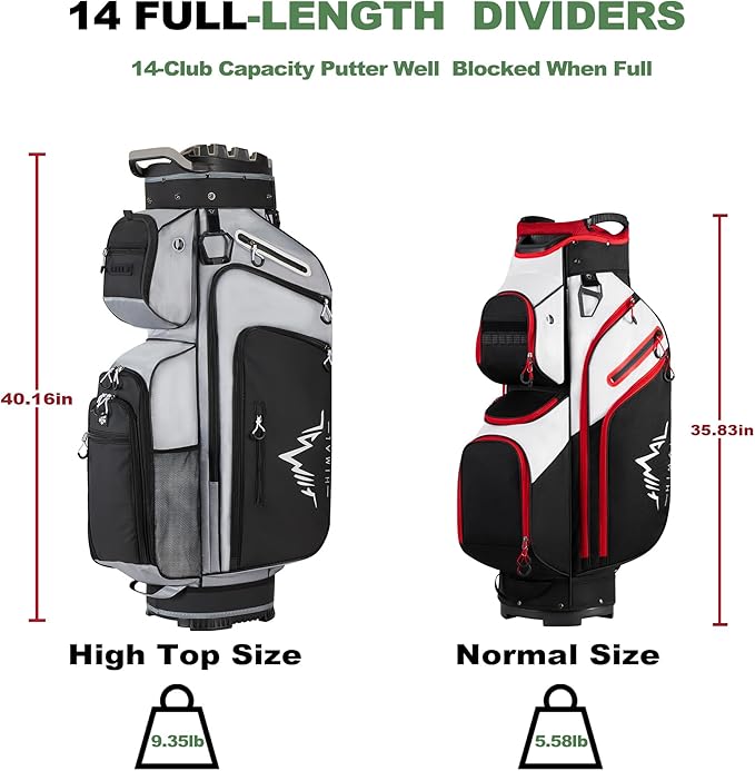 UNIHIMAL 14-Way Golf Cart Bag, Premium Full Length Golf Bag for Men with Magnetic Leather Pocket, Handles and Rain Cover