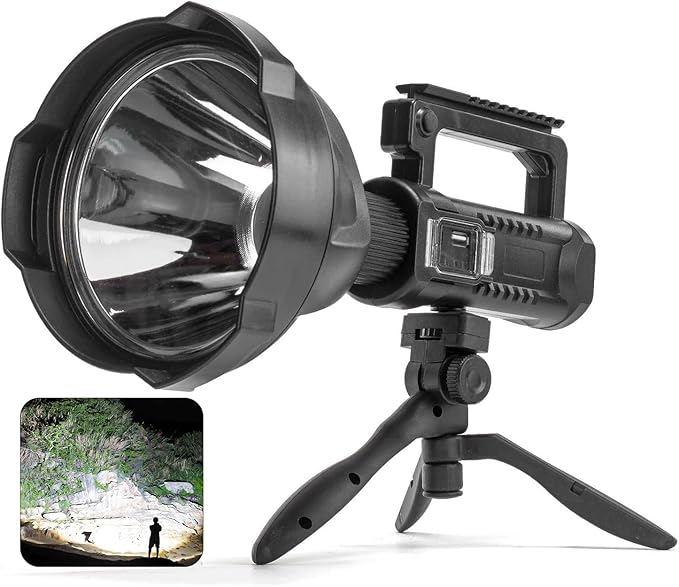 ALSTU Rechargeable Spotlight, 99,000 Lumens Super Bright Handheld Led Flashlight, Outdoor Spot Light for Boating Camping