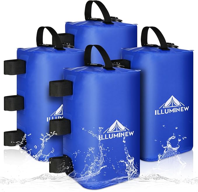 ILLUMINEW 4 Pack Canopy Water Weight Bag, 88 LBS Water Tent Weights Set of 4 Leg Weights for Gazebo, Pop Up Canopy, Canopies, Tent (Blue 10L)