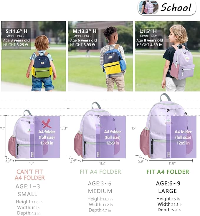 atgark Kids Backpacks, Unisex, Purple, 15" H, 1L, Modern, Animal Theme, 6-9 Years, Elementary School, Travel, 1.9" W x 0.78" D