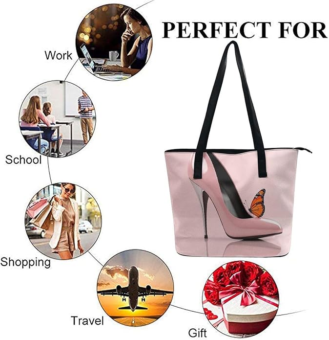 Big Shoulder Commuter Bag Work Tote Bag Handbag With Zipper For Women And Men