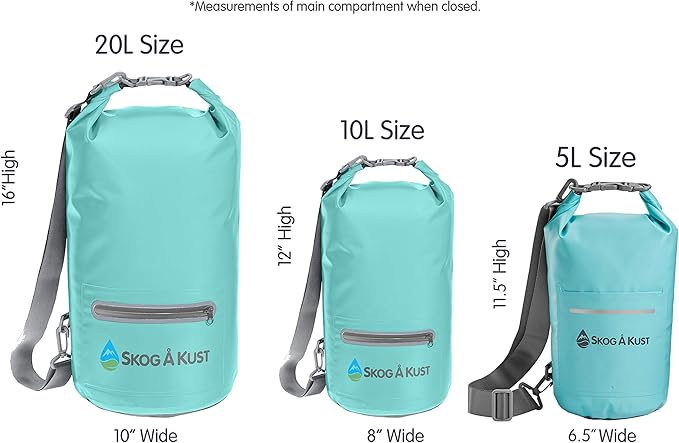 Skog Å Kust DrySak - Roll Top Waterproof Bag for Travel & Outdoors - 5, 10 & 20 Liter sizes