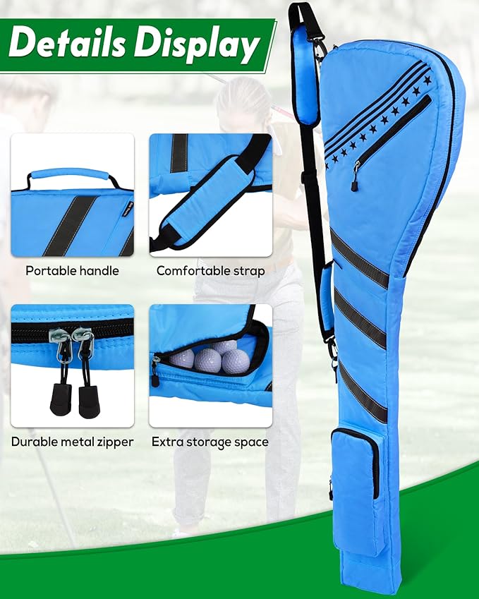 Big Teeth Golf Sunday Bag, Small Golf Bag Lightweight, Par 3 Golf Bag for A Few Clubs Driving Range, Practice with Carry Shoulder Strap Foldable Multi-Colour
