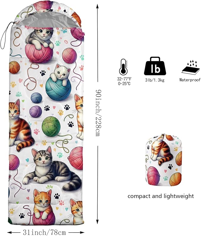 QOOMO Camping Sleeping Bags,3 Season Warm & Cool Weather,Lightweight,Waterproof Sleeping Bags for Adults & Kids,Traveling,and Outdoors,Camping Gear Equipment