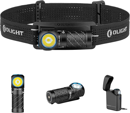 OLIGHT Perun 3 Mini Premium Headlamp 1250 Lumens Flashlight with Type-C Charging Box, Rechargeable Headlight with Red Light Option,Perfect for Working, Hiking, Camping and Climbing (Black)