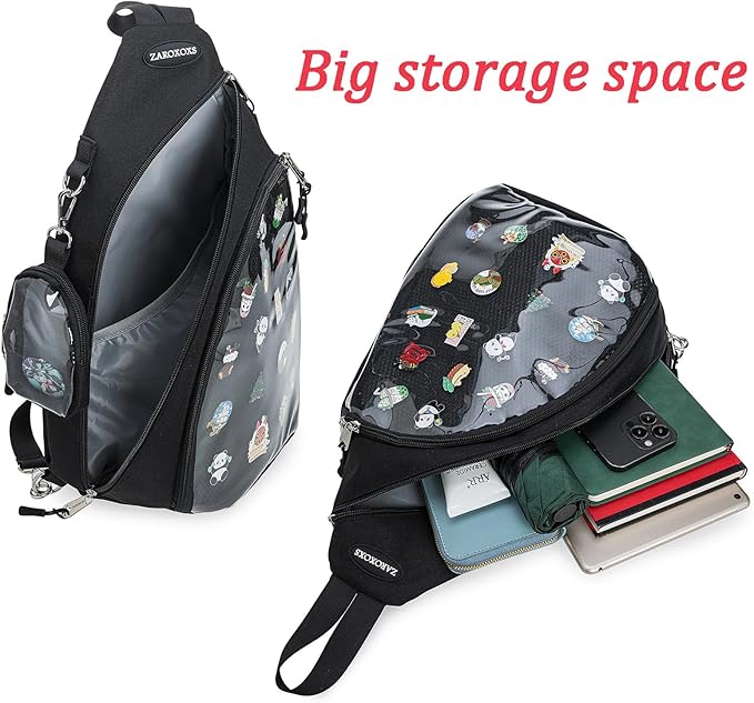 ZAROXOXS Mens Womens Oxford Ita Bag Pin Display Chest Pack Single Shoulder Bag Sport Backpack Packs Hiking Daypack