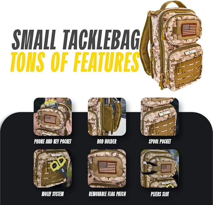 Beyond Fishing Tackle Backpack- The Voyager Tactical Fishing Storage Bag - Lightweight & Compact Bag For Fishing
