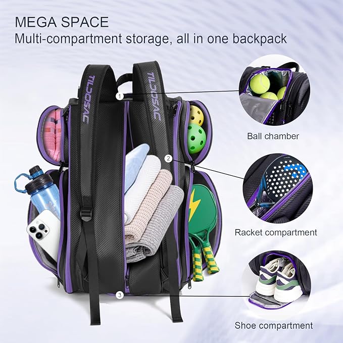 2-in-1 Detachable Pickleball & Padel Bag for Men Women | Thermal Foil Insulated Racket Compartment | Outdoor & Gym