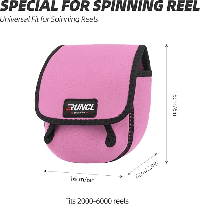 RUNCL Spinning Reel Bag – Protective Storage Pouch for Baitcasting Reels & Spinning Reels, Lightweight & Durable, Ideal for Freshwater & Saltwater Fishing Trips (pink& Black)