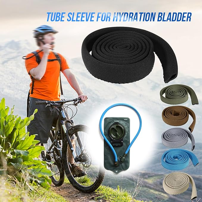 YOLOLAND Water Bladder Tube Sleeve Insulation Hose Cover Thermal Drink Tube Sleeve, Dark Khaki, Black