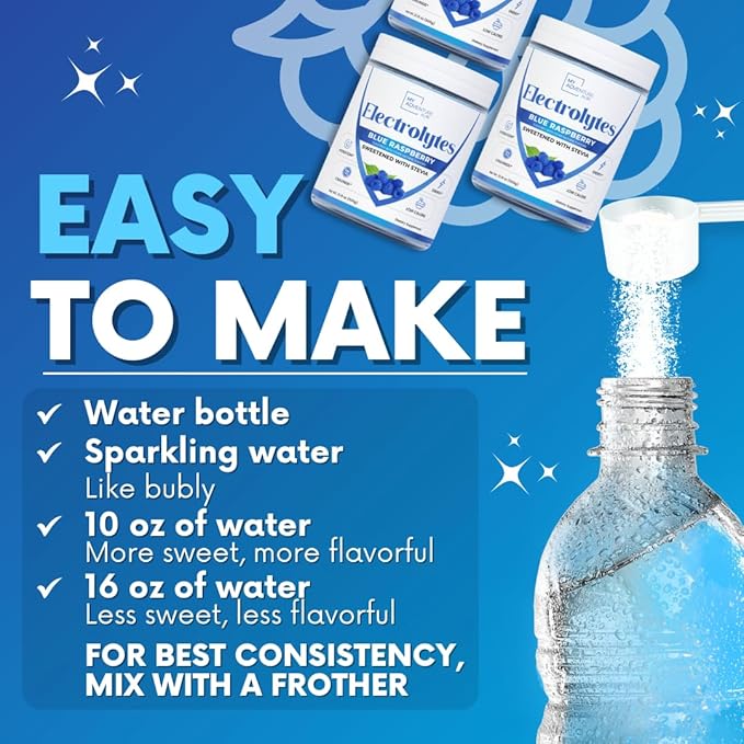 Zero Sugar - Blue Raspberry Electrolytes Powder - Refreshing Hydration - Caffeine Free Energy - All Natural Ingredients - Vegan, Keto and Paleo - Sugar Free Electrolyte Powder Drink Mix - 120 Servings