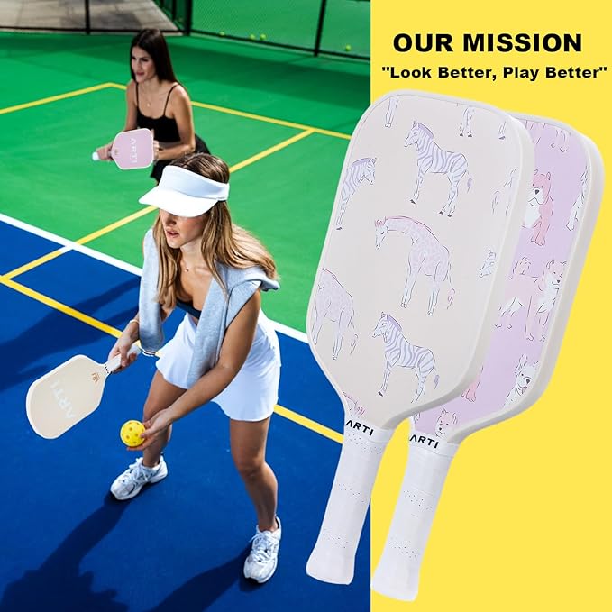 ARTI Pickleball Paddles Set of 2-USAPA Approved Fiberglass Surface Pickleball Set,2 Pickleball Rackets, 4 Balls and 1 Portable Carry Bag