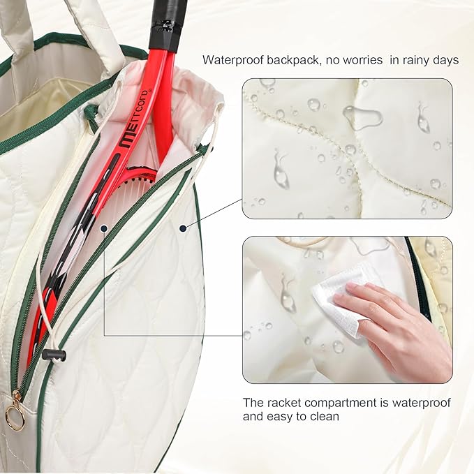 2-in-1 Tennis Tote Bag & Tennis Racket Backpack – Extra-Large Quilted Pickleball Racquet Bags, Water-Resistant & Lightweight for Men & Women