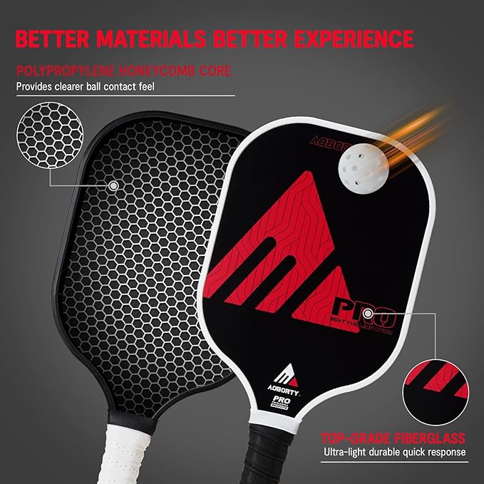 Pickleball Paddles 4 Pack - USAPA Light Graphite Premium Rackets Fiber Face & Polymer Honeycomb Core Pickleball Set with 4 Outdoor Indoor Balls Including Portable Carry Bag