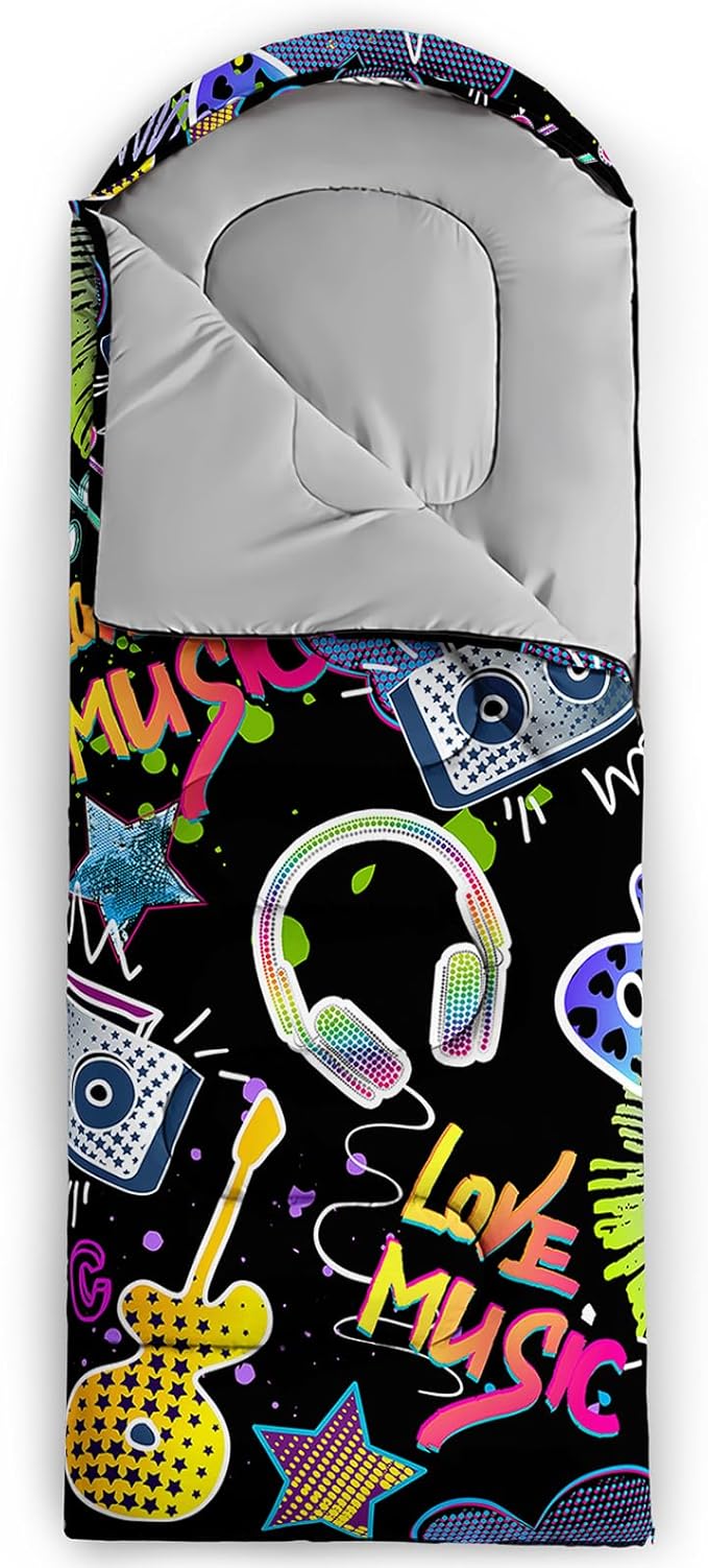 Galaxy Wolf Camping Sleeping Bags Warm & Cool Weather Waterproof Backpacking Blue Purple Starry Sky Sleeping Bag All Seasons Camping, for Adult Kids Boy Girls Camping Gear Equipment, Traveling