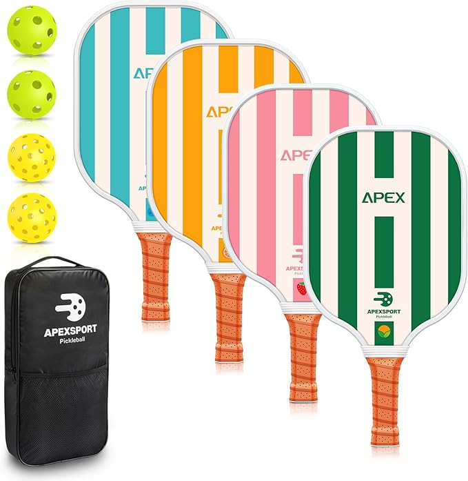Pickleball Paddles Set of 2/4, USAPA Approved Lightweight Fiberglass Pickleball Set with 4 Pickleballs, 1 Pickleball Sling Bag, Pickleball Gifts for Women Men Beginners & Professional