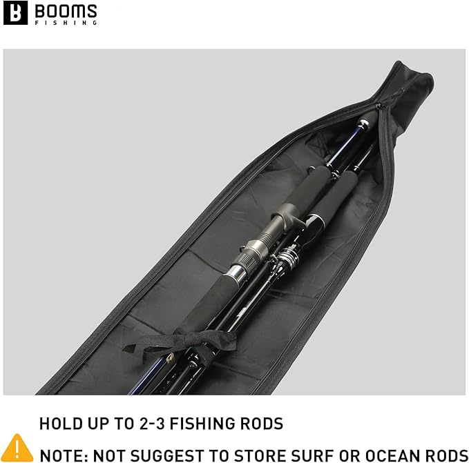 Booms Fishing PB3 5.4ft~6ft Fishing Rod Case, Portable Folded Fishing Pole Case with Two-Way Zippers, 0.6ft Extended Design Fishing Rod Bag, Fit for 2~3 Fishing Poles, 64"~72"