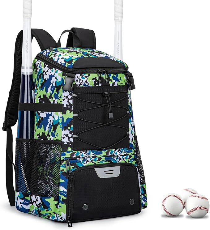 Baseball Bag for Youth and Adult, Softball Backpack 40L Large Capacity, Bat Backpack with Shoes Compartment and Hidden Helmet Holder