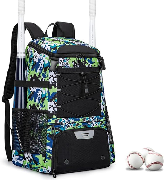 Baseball Bag for Youth and Adult, Softball Backpack 40L Large Capacity, Bat Backpack with Shoes Compartment and Hidden Helmet Holder