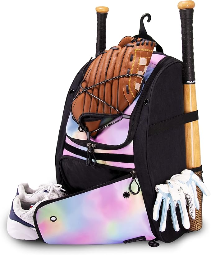 Youth Baseball Bag with Vented Shoe Compartment, Softball Bat Bag for Batting Mitten, Helmet, Teeball Gear - Adult Boys Girls Kids