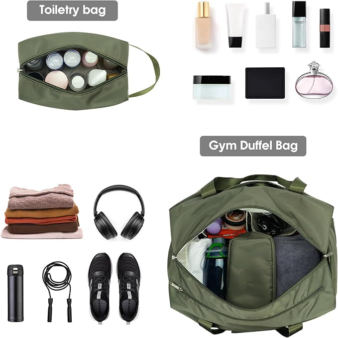 Ceneda 20" Gym Bag for Women with Wet Pocket & Shoe Compartment, Lightweight Duffel Waterproof Carry On Duffle for Travel, Yoga, Overnight (Green)