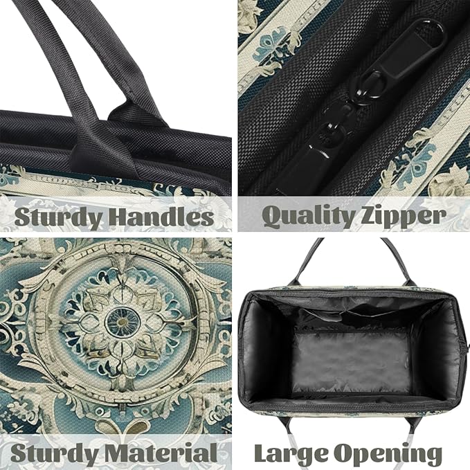 Travel Duffle Bag, Mandala Flower Carpet Overnight Weekender Tote Bag for Women Men Waterproof Carry On Luggage with Zipper Lightweight Sport Gym Bag for Traveling Yoga Camping Traveling Gifts