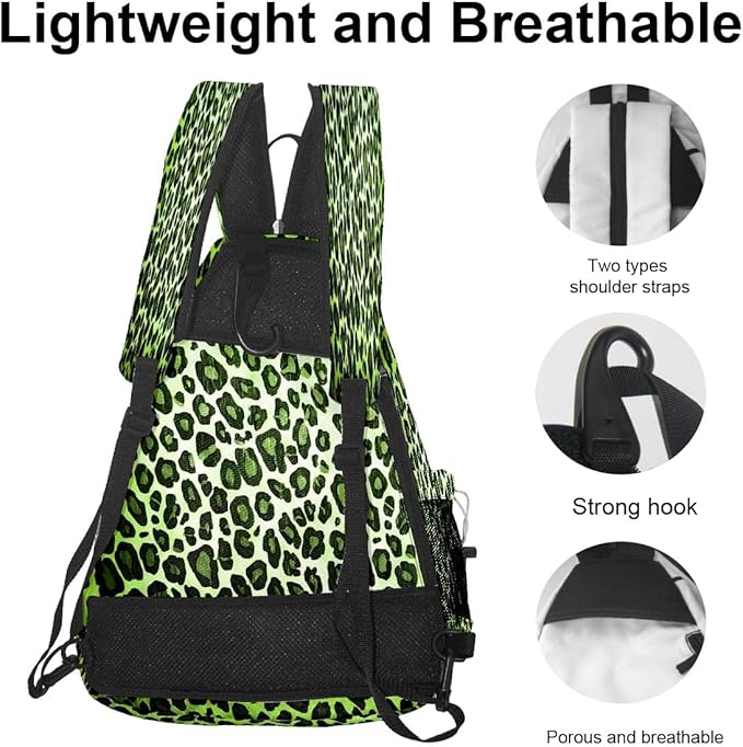 Brown Leopard Print Premium Nylon Pickleball Backpack, 3-in-1 Convertible Shoulder Crossbody Sling Bag for Women Men, Lightweight Bag Fits 2-4 Pickleball Paddles & Tennis Sports Gear