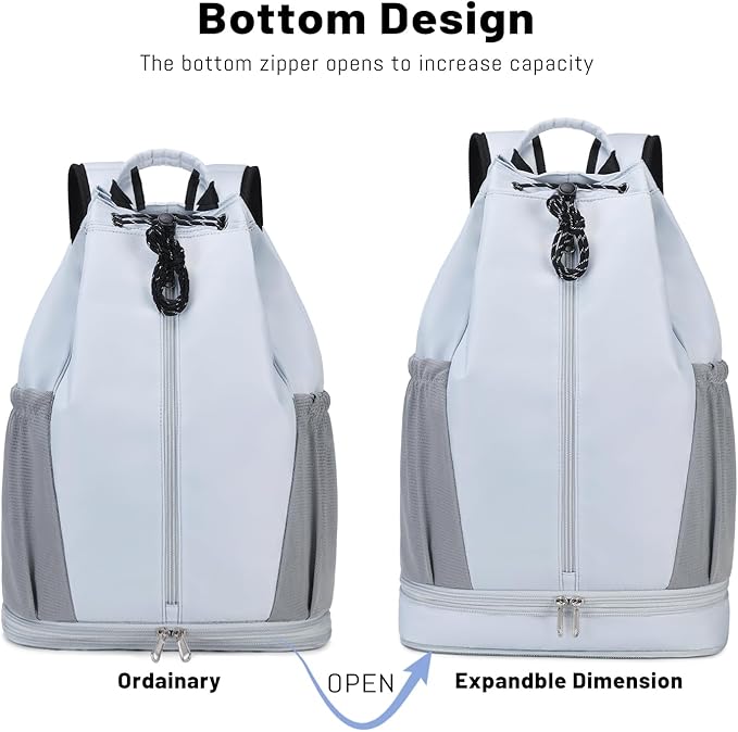 mygreen Gym Drawstring Backpack with Shoe Compartment – Waterproof Sports Bag, Lightweight & Breathable for Gym, Travel, Yoga | Large Capacity, Foldable Design Purple