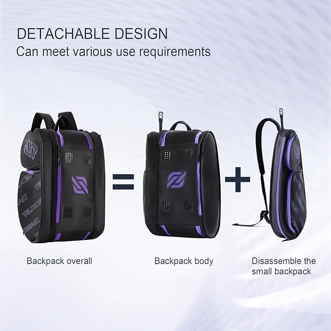 2-in-1 Detachable Pickleball & Padel Bag for Men Women | Thermal Foil Insulated Racket Compartment | Outdoor & Gym
