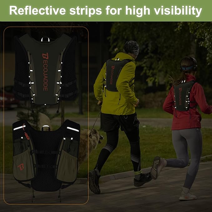BECOJADDE Running Vest Hydration Backpack for Men Women, 5L Lightweight Running Backpack Hydration Pack for Marathon, Trail, Cycling, Hiking, Jogging