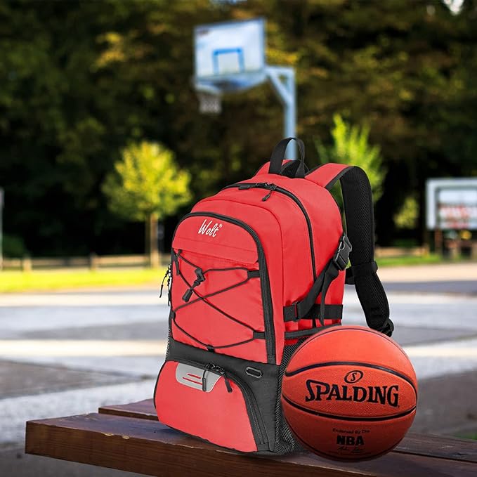 WOLT Basketball Backpack Large Sports Bag with Separate Ball Holder & Shoes Compartment, Best for Basketball, Soccer,Gym