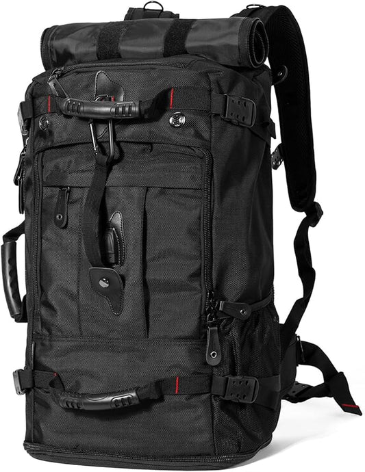 YOUMIAN Large Capacity For Travel Hiking Sports Carry On Backpack Durable Convertible Duffle Bag Laptop airplane (BLack, 45L-Normal)