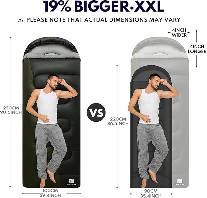 XXL Winter Sleeping Bags for Adults Cold Weather,Camping Sleeping Bag for Kids with Compression Sack,4 Season Camping Essentials Gear for Hiking,Traveling,Outdoor,Backpacking,Climbing