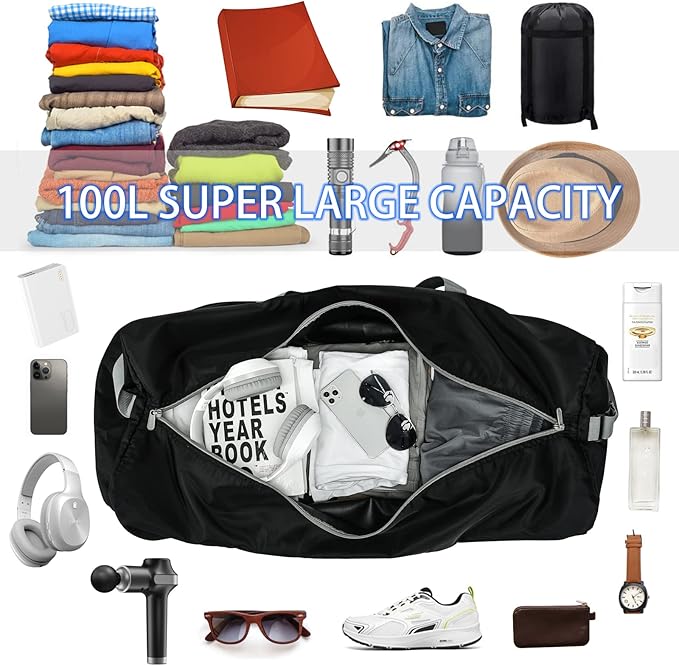 105L Extra Large Duffel Bag 32.5 inch Lightweight Luggage for Travel-Black