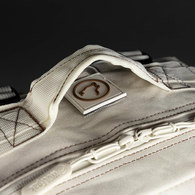 WOLFpak 35L Athletic Gym Backpack - Durable 1000D Waterproof Oxford Material with MOLLE Webbing, Laptop Pocket & Dual Cup Holders, Durable Fitness/Travel/Military Daypack (Vanilla)