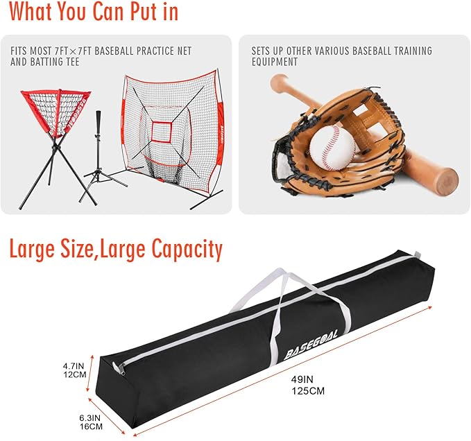 Baseball Softball Net Replacement Bag,Thickened, Wear-Resistant, Waterproof,Fits 7ft x 7ft Baseball Practice Net Systems