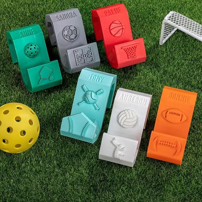 3D Printed Custom Sport Hook for Fence - Volleyball, Pickleball, Soccer, Tennis, Basketball, Football, Softball - Bag Clip for Water Bottle - 14 Colors