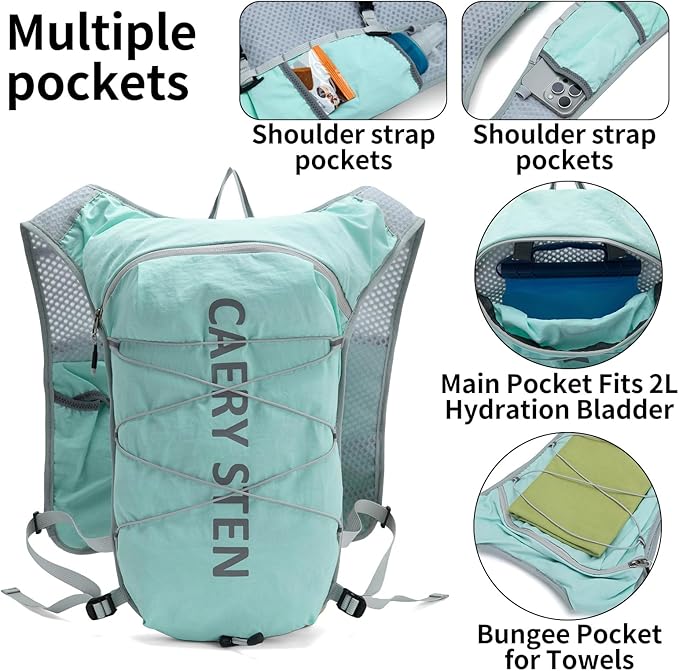Carey STEN Lightweight Hydration Backpack, Outdoor Running Vest with 1.5L Water Bag, Suitable for Hiking, Cycling, and Both Men's and Women's Carnival wear