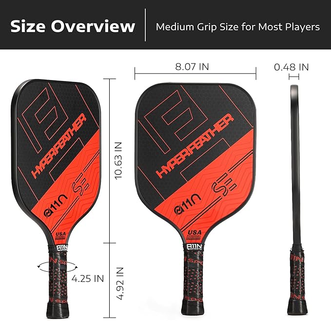 A11N SPORTS Pickleball Paddles Set of 2 Graphite Surface Rackets with 4 Pickleball Balls and Pickleball Bag for Beginners - USAPA Approved