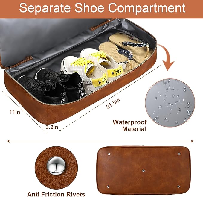 Weekender Bag for Women, Travel Duffel Bag Carry On Overnight Bag with Shoe Compartment Large Nylon Travel Weekend Tote Bag