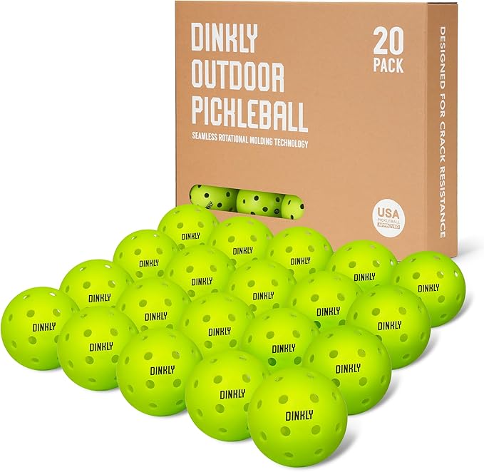 Pickleball Balls, Outdoor Pickleballs USAPA Approved, Enhanced Durability Pickle Ball with Roto-Molded & Seamless Design, 40 Holes Green Pickleballs for Beginners Professionals