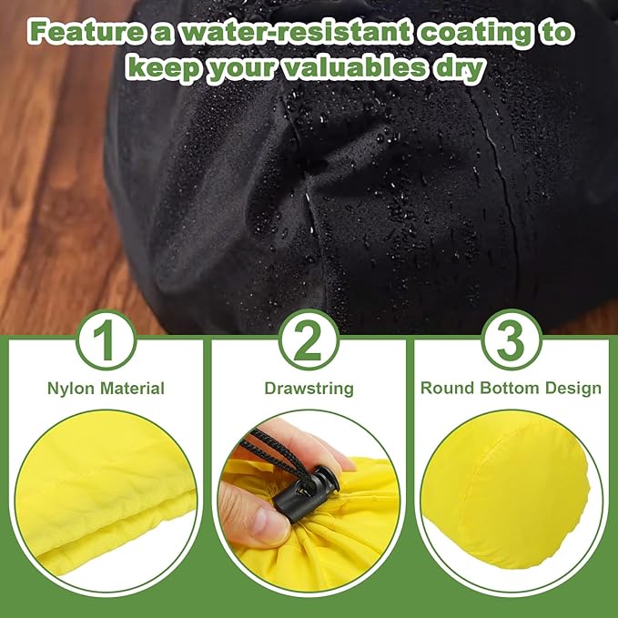 PATIKIL Stuff Sack, 5 x 10 Inch Waterproof Outdoor Storage Sack Upgrade Drawstring Bag Ultralight Ditty Bags Portable Dust Flap for Organizing Camping Hiking Travel Gear Gym, Yellow