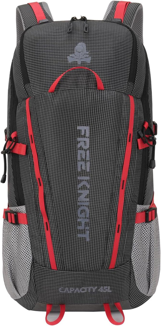 Bseash 45L Waterproof Hiking Camping Backpack with Rain Cover, Outdoor Sport Travel Bag Daypack for Climbing Skiing Cycling (Black)