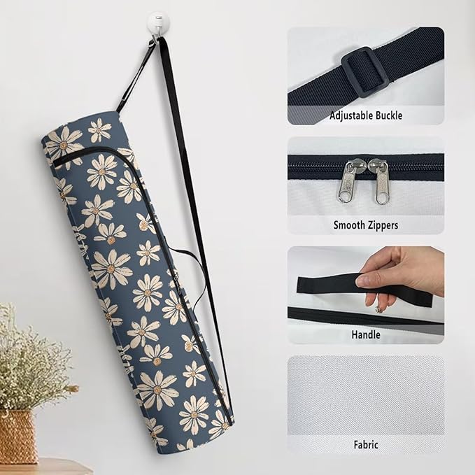ZCFYGDX Yoga Mat Bag with Adjustable Shoulder Strap and Handle Zipper, 30in Wide x 6.3in Diameter for Yoga Mat Storage