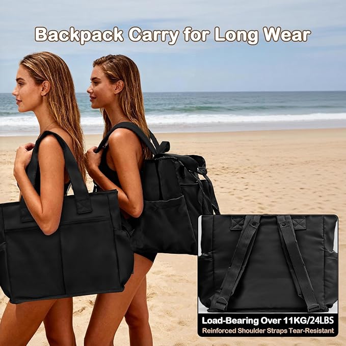 Odoland Soft Cooler Bag, Collapsible Leakproof Insulated Cooler Bag with Multi-Pocket Design, Portable Soft Side Cooler Backpack for Beach, Picnic, Camping, Travel and Daily Use for Women